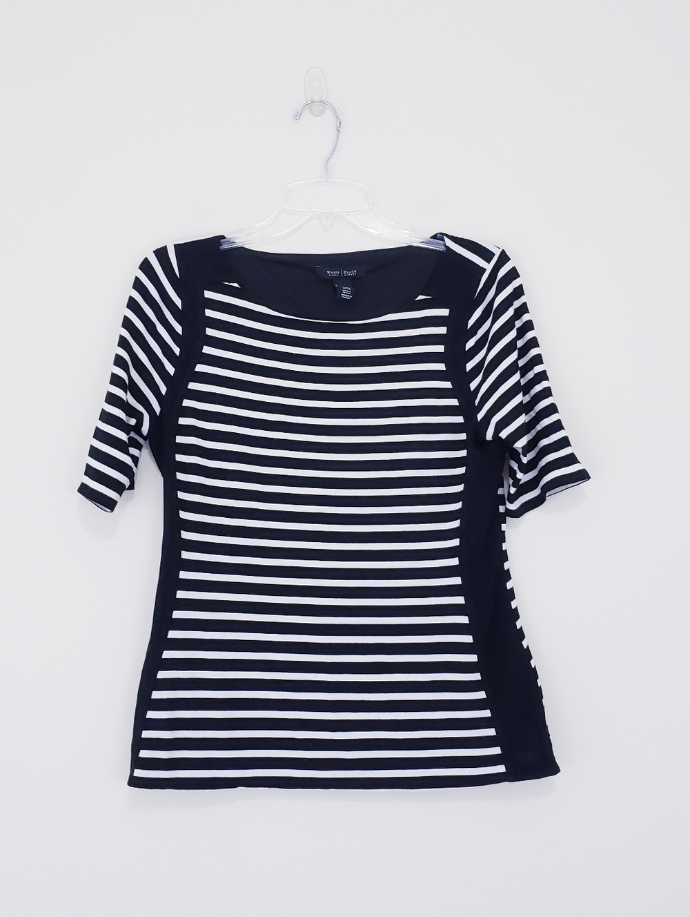 White House Black Market Striped Fitted Short Sleeve T SHIRT Medium Slimming